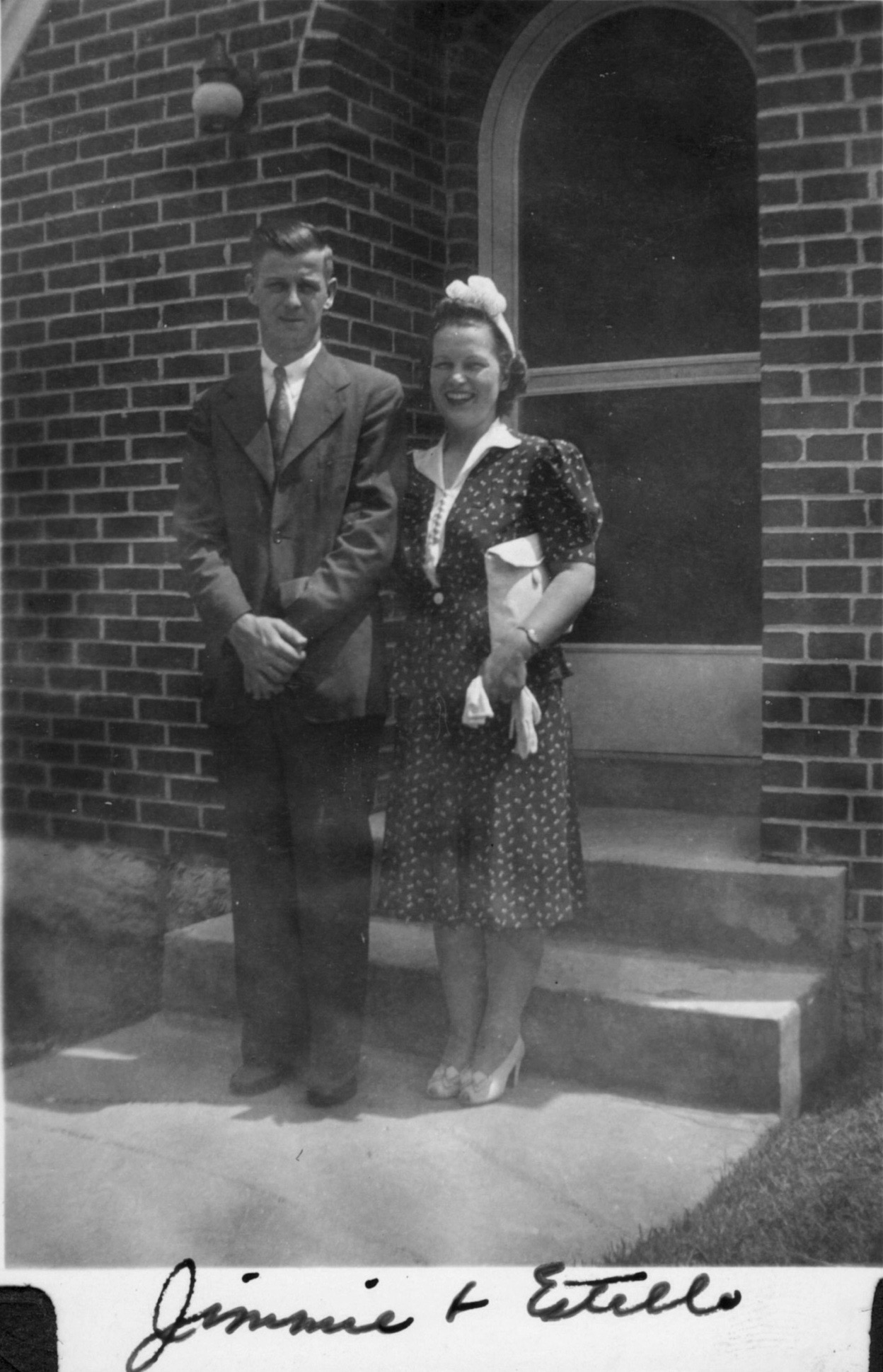 Early 1943, about a year after they bought the house on Castle Heights Avenue. The caption was written by my Aunt Bettye Kate, her sister. This is roughly about the time i was conceived. He would enlist in the Seabees in August.